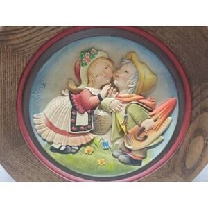 1976 Anri Wedding Day. Wood and Molded Plastic Wall Hanging.